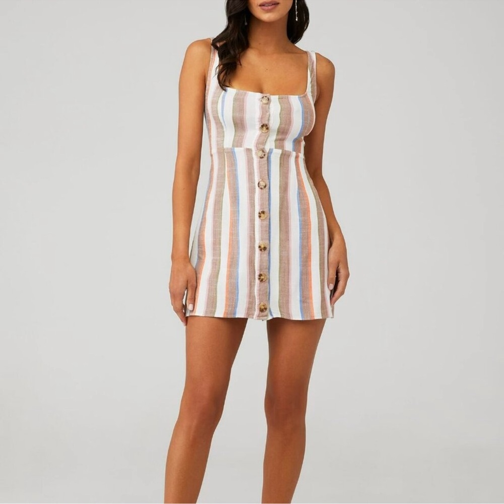 Show Me Your MuMu Cora striped shorebert mini S Button front smocked Sundress - Picture 1 of 13